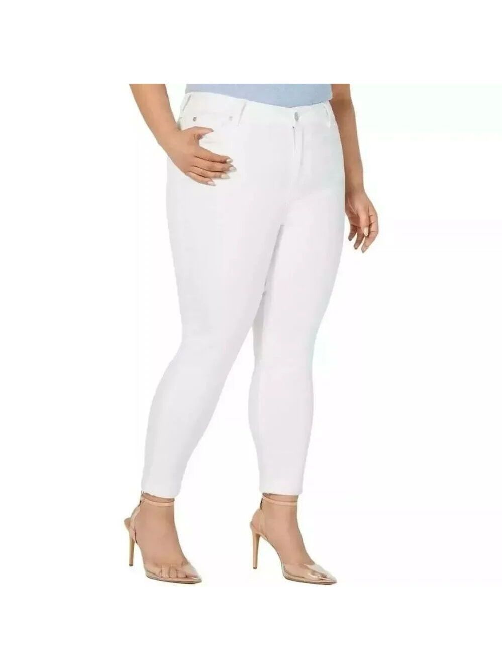 NWT Gorgeous Celebrity Pink 20 Plus Size White Skinny Stretch Jeans